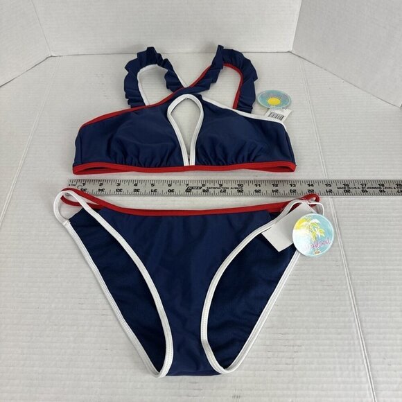 Island Soul Two Piece Bikini Set Women's M Red White Blue Nautical New - Picture 7 of 15